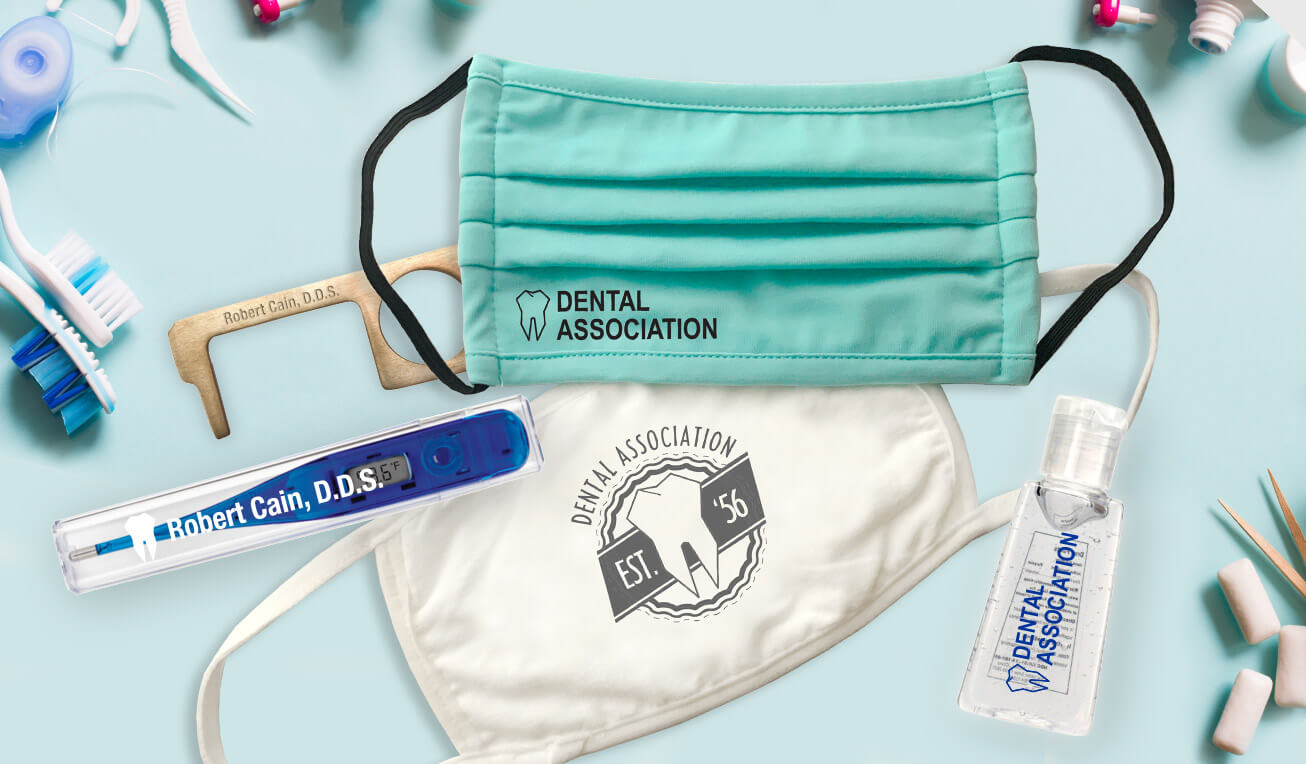 Various wellness products customized with logos